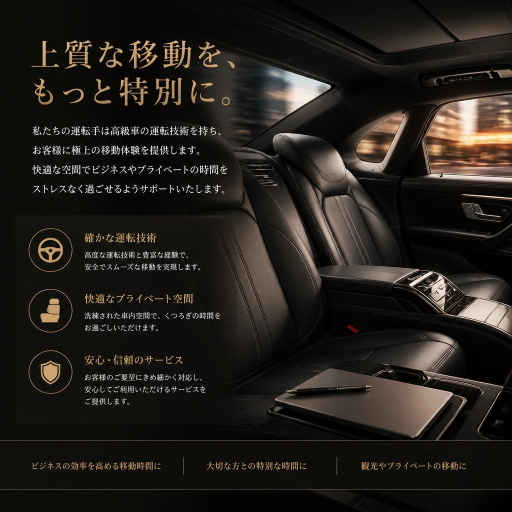 高級車による上質な移動体験